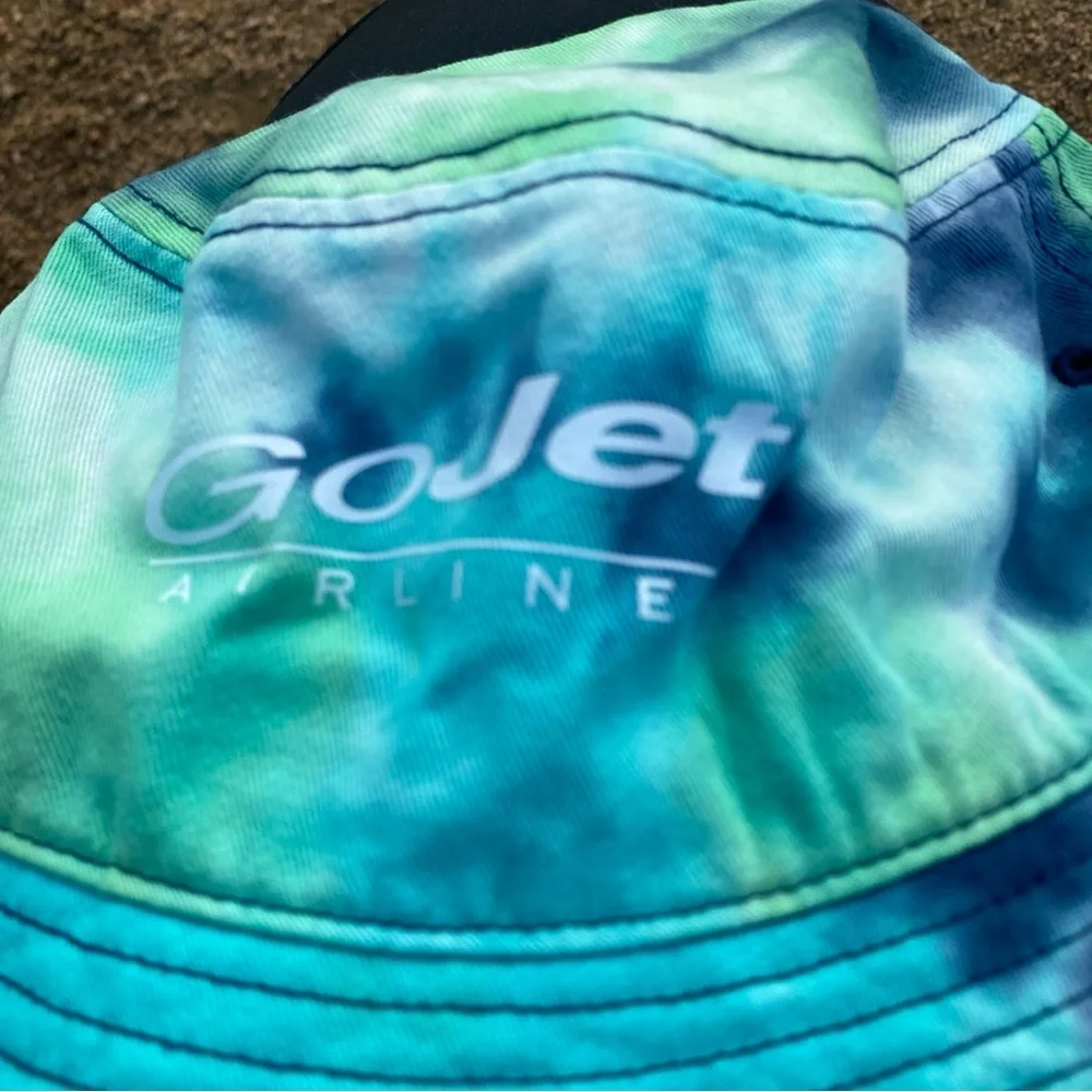 GoJet Airline Tie-Dye Bucket Hat in Teal and Aqua